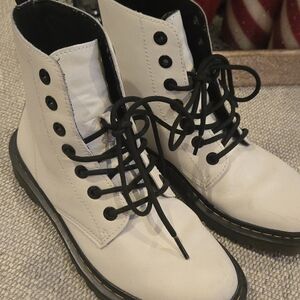 Dr. Martens Luana White Combat Boots with Black Laces. Excellent Condition
